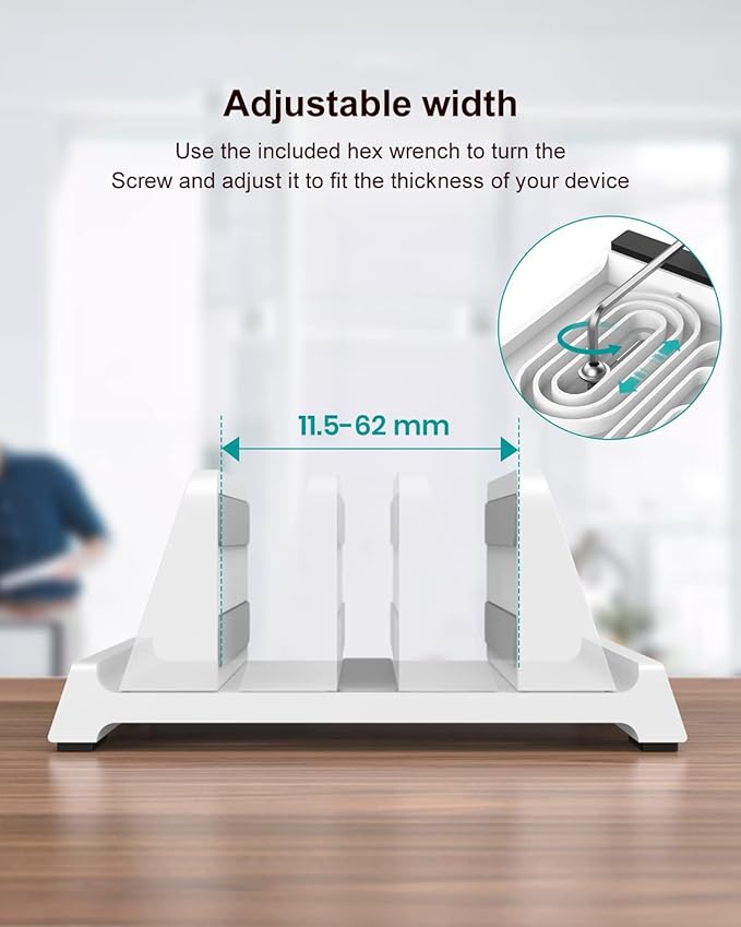 Verticle Laptop Stand,Adjustable Vertical Laptop Stand for Desk，Compatible with 11-inch to 17.3-inch Computer Stand for Laptop(White)