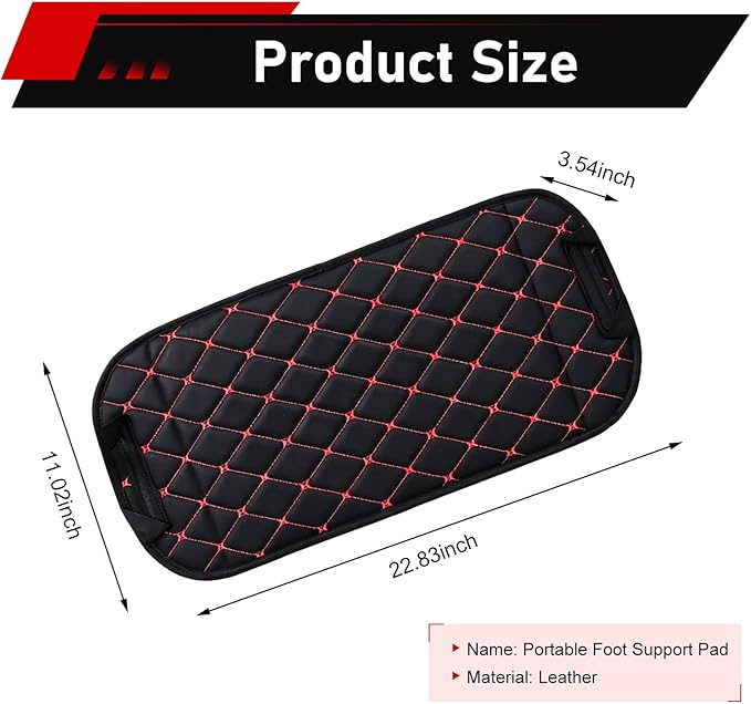 Car Foot Hammock, Leather Comfortable Car Seat Foot Rest, Ergonomic Vehicle Seatback Legs Relaxation Accessory, Universal for Traveling Camping Office (Black & Red)