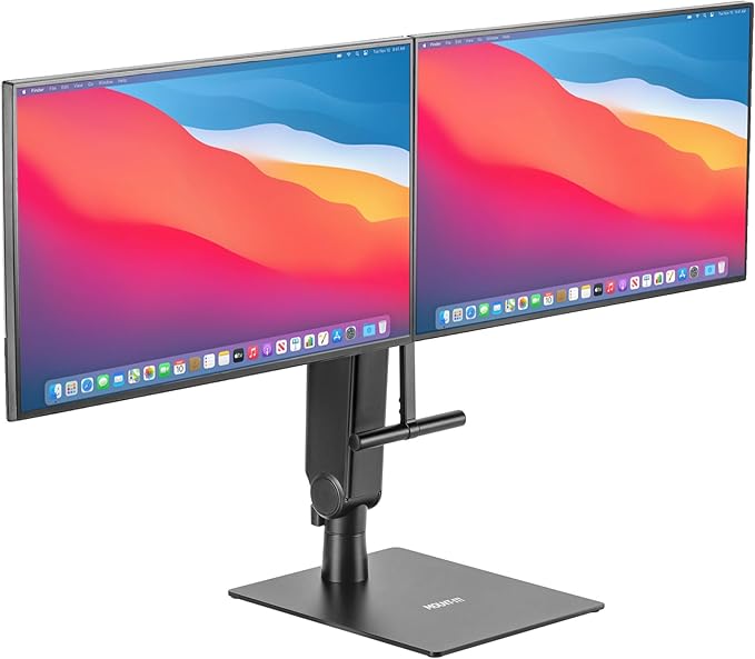 Mount-It! Freestanding Dual Monitor Stand 17" to 32", Height Adjustable, Tension Adjustable Spring Monitor Stand for 2 Screens, Max VESA 100x100, Swivel, Rotation, Instant Height Adjustment, Black