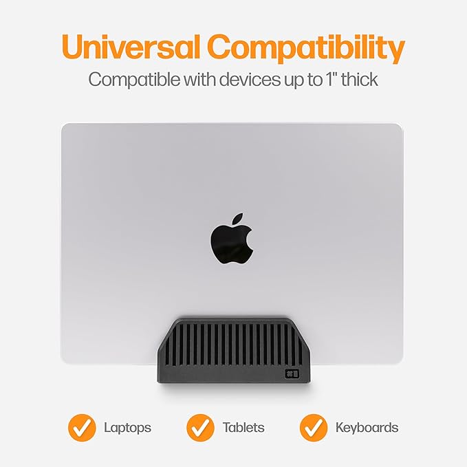 Vertical Laptop Stand for Desk – Spring-Powered Auto Adjust Laptop Holder Vertical – Closed Laptop Stand for MacBook Pro Air – Vertical Laptop Dock & MacBook Holder