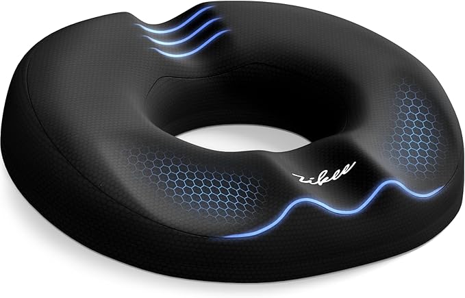 ZIKEE Donut Pillow Seat Cushion for Tailbone Pain, Hemorrhoid Pillow with Pressure Relief Hole & Thigh Slope Design for Postpartum & Post Surgery Sitting Relief, Donut Seat Cushion for Office & Home