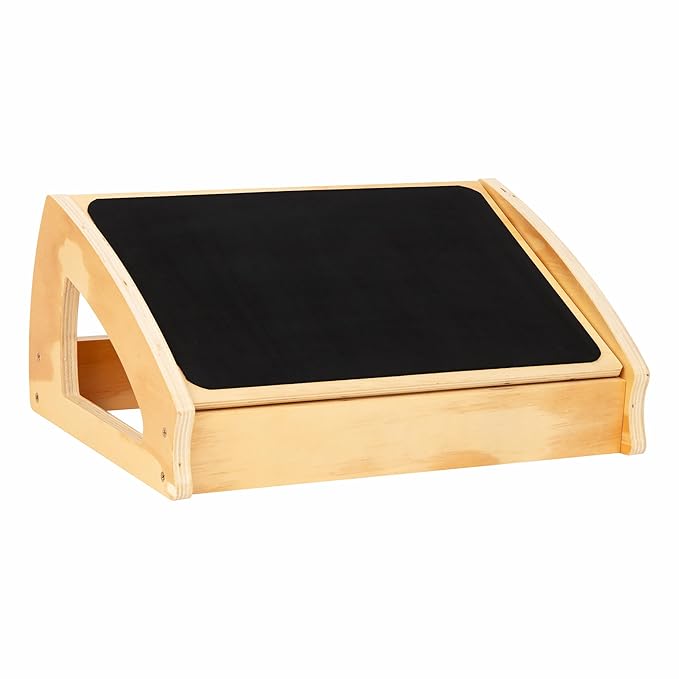Mind Reader Adjustable Wooden Foot Rest with Anti-Slip Surface, 3 Height Levels, Natural Wood, Brown