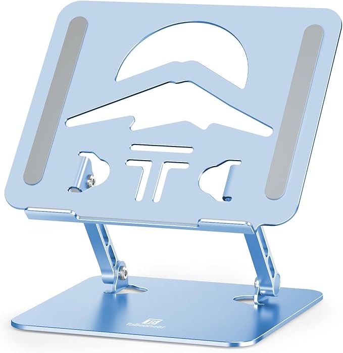 Laptop Stand Adjustable Laptop Holder for Desk, Foldable Laptop Riser Portable Computer Stand Compatible with MacBook, Lenovo, HP and All Laptops up to 16 inches Diamond Blue
