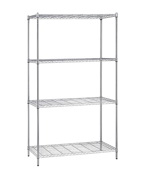 Quantum Storage Systems WR86-2430C Starter Kit for 86" High 4-Tier Wire Shelving Unit, Chrome Finish, 24" Width x 30" Length x 86" Height