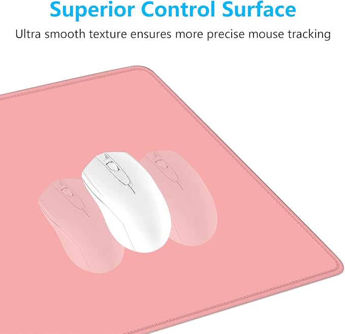 Dapesuom Large Gaming Mouse Pad, Extended Mouse Mat with Stitched Edges, Full Size Keyboard Pad with Non-Slip Base, Big XXL Computer Desk Mats for Gamer, Laptop, Office, 35.5 x 15.7in, Rose Pink