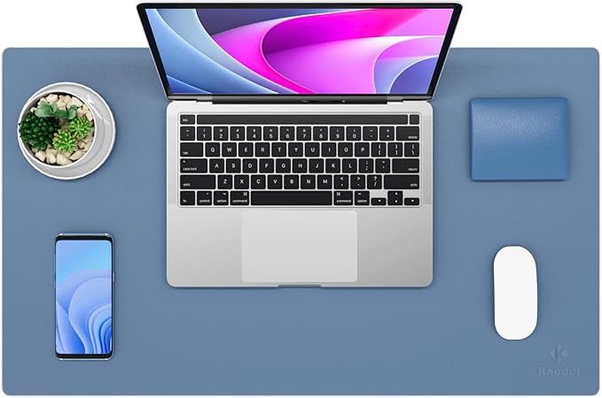 K KNODEL Non-Slip Desk Mat, Desk Pad, Desk Blotter, Desktop Mat for Desk, Small Desk Protector, Office Computer and Laptop Mat for Desk (23.6"x13.8", Blue)