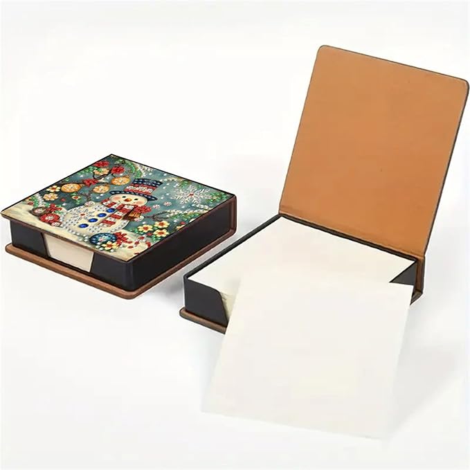 Snowman Diamond Painting Kit Note Box,Memo Paper Storage Box Diamonds Art,Sticky Note Holder Diamonds Art,Diamond Painting Memo Pad For Office Desk. (Snowman)