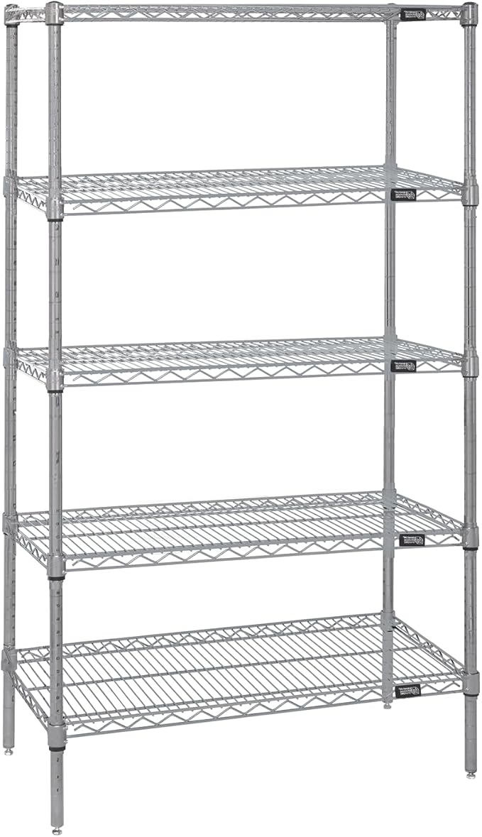 Quantum Storage Systems WR86-2172S-5 Starter Kit Wire Shelves Stainless Steel 5 Shelves 86" H x 72" W x 21" D