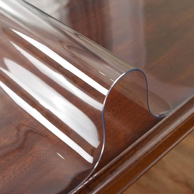 Clear Table Protector 28 x 72 Inch, 1.5mm Thick Plastic Table Cover, Waterproof PVC Clear Tabletop Protector, Desk Protector Mat, Writing Desk Pad for Desktop, Coffee & Dining Room