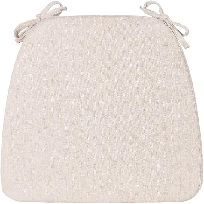 Chair Cushions Set of 1, D-Shaped Seat Cushion for Chair, Non Slip Chair Pads with Ties, 17" x 16" x 2", 40D Foam, Removable Washable Cover, Seat Cushions for Kitchen Chairs, Beige