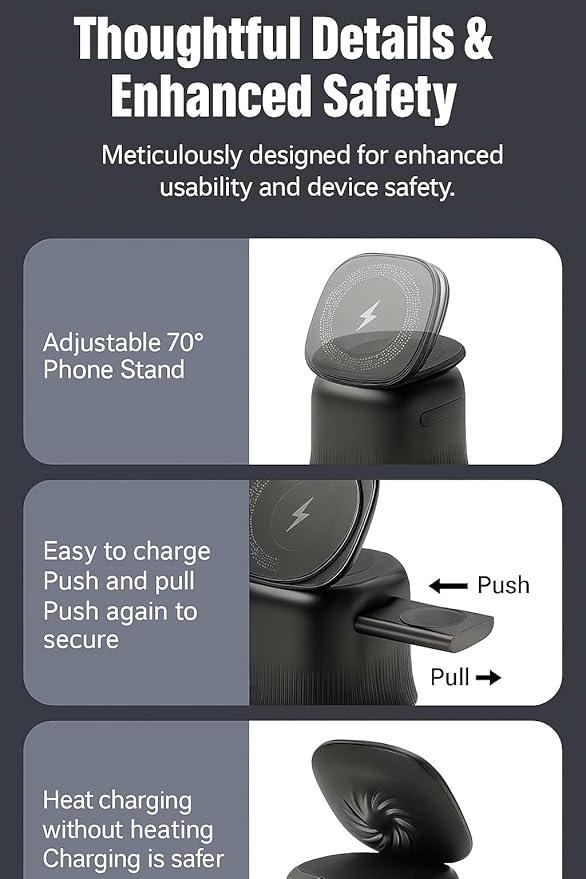 2026 3 in 1 Wireless Charging Station for Apple MagSafe Charger, 15W Fast Magnetic MagSafe Charger Stand for iPhone 17 16 15 14 13 12 Apple Watch AirPods Series (White), Gifts for Men