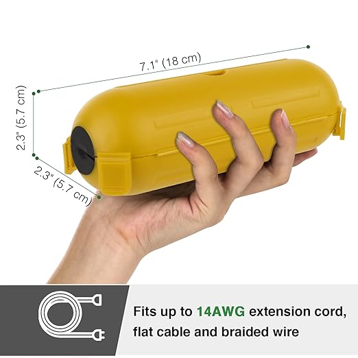 Flemoon [3 Pack] Outdoor Extension Cord Safety Cover with Waterproof Seal, Weatherproof Electrical Connection Box for Outdoor Outlet, Plug, Socket, Christmas Holiday Decoration Light, Yelllow