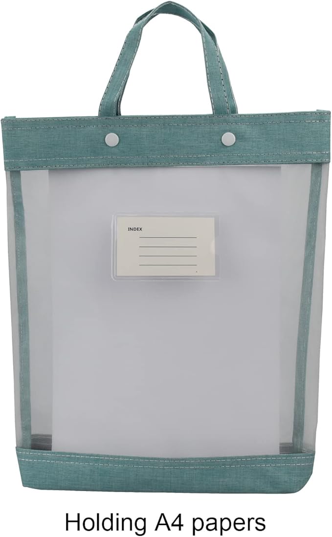 Nylon Document Bag with Handle Light Transparent Mesh File Tote Bag Pouch for Carrying Books Papers (2, Pink&Green)