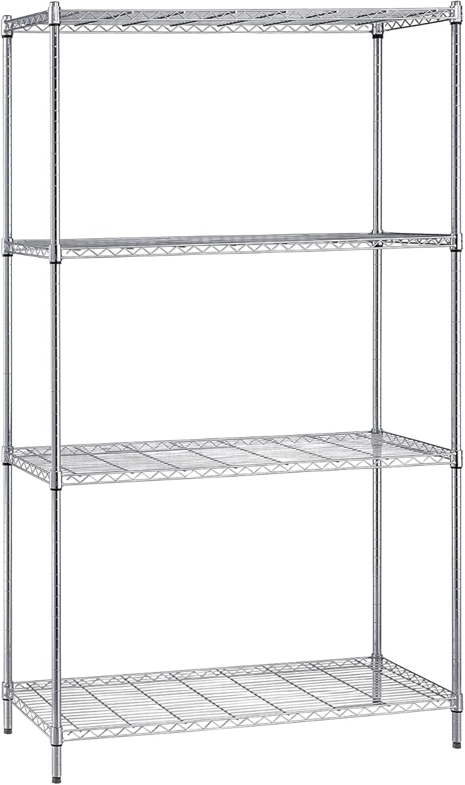 Quantum Storage Systems WR74-1260C Starter Kit for 74' High 4-Tier Wire Shelving Unit, Chrome Finish, 12' Width x 60' Length x 74' Height
