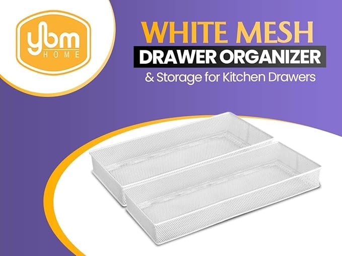 YBM HOME Silver Mesh Drawer Cabinet and or Shelf Organizer Bins, School Supply Holder Office Desktop Organizer Basket (12, 6x15x2 Inch)