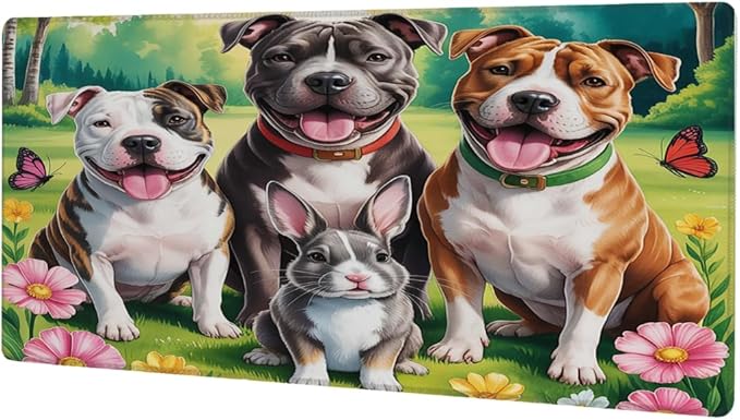 Large Mouse Pad Spring Animal Dog Non-Slip Rubber Long Gaming Desk Mat Big Computer Keyboard Mousepad Waterproof Protector Wristing Pad for Gaming Office Home Decorative 31.5 X 11.8 Inch