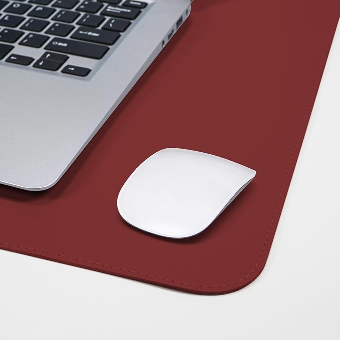 AFIING Cork Desk Mat 47" x 17", Dual-Sided Natural Cork & PU Leather Desk Pad, Non-Slip Waterproof Large Mouse Pad for Office, Home & Gaming (Red)