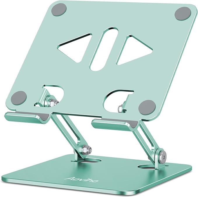 Aoviho Tablet Stand Holder for Desk, Adjustable Desktop Tablet Holder, Foldable Aluminum Tablet Mount for iPad pro 12.9, iPad Air Mini, Samsung Galaxy Tabs Z Fold Kindle Fire,4-12 inch,Fresh Green