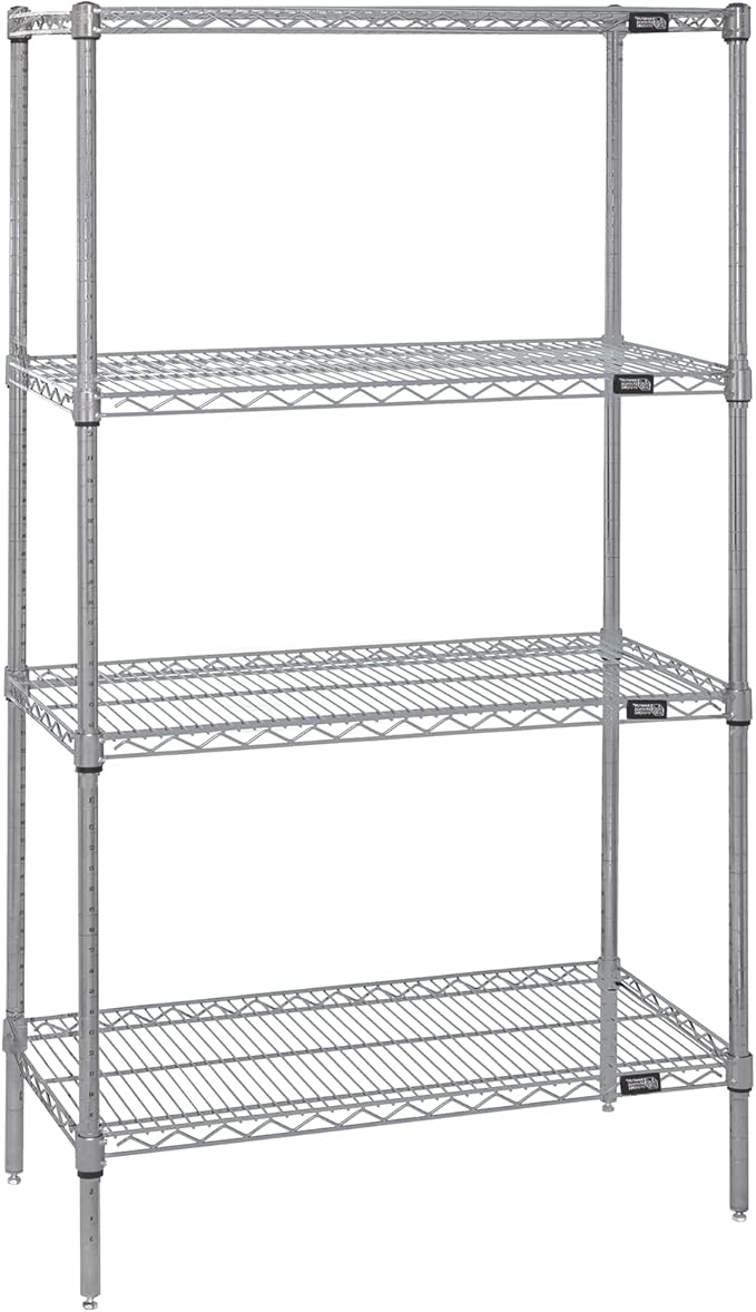Quantum Storage Systems WR86-3072S Starter Kit Wire Shelves Stainless Steel 4 Shelves 86" H x 72" W x 30" D