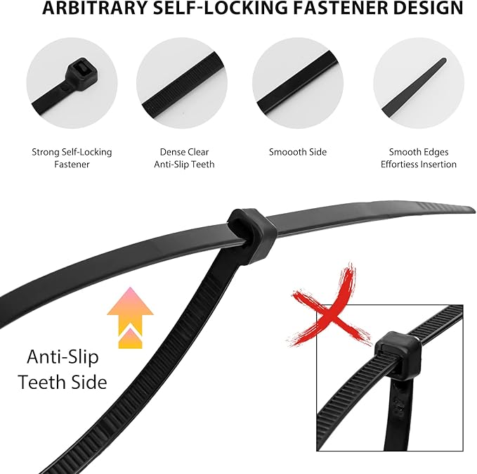 Zip Ties 8 inch, 5000 Pack Black Zip Ties, Self-Locking Nylon Cable Ties with 40 lbs Tensile Strength,Wire Ties for indoor and outdoor use.
