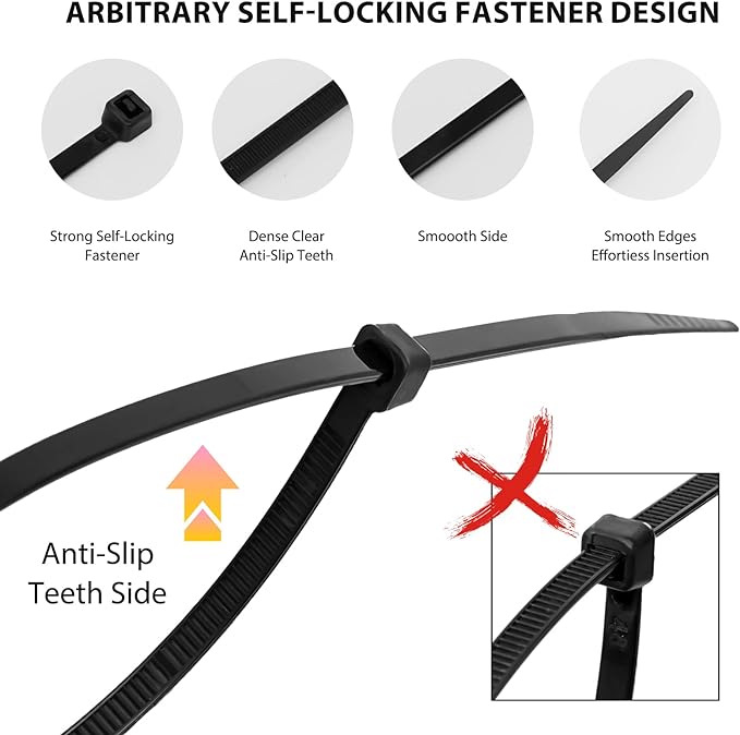Cable Zip Ties,4 Inch Small Cable Ties,250PCS Multi-Purpose Nylon Zip Ties,Self-Locking Wire Ties used for home, garden, garage,indoor and outdoor. Mini Black Cable Ties
