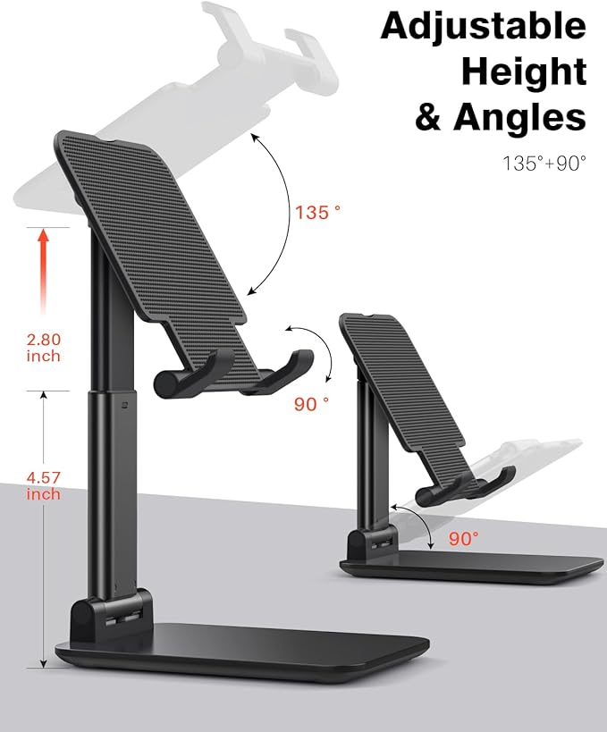Anozer Tablet Stand Foldable & Adjustable, Portable Monitor Stand 5.55*3.94" Wide, Fit for iPad Holder Stand Compatible with iPad Pro 11, 12.9/for iPad 10.9; Surface Pro; Portable Monitor 4.7-15.6"