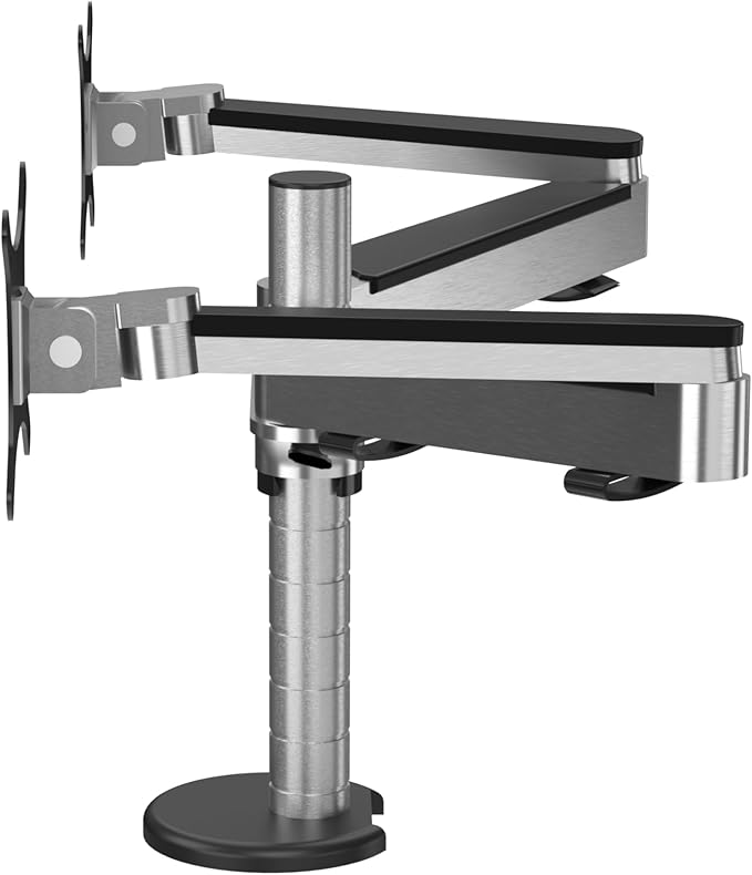 VERSADESK OmniView Dual Monitor Stand - Height Adjustable Arms for 24"-27" Screens - Desk Mount with 360° Rotation - VESA Compatible - Each Arm Supports up to 15lbs | Black