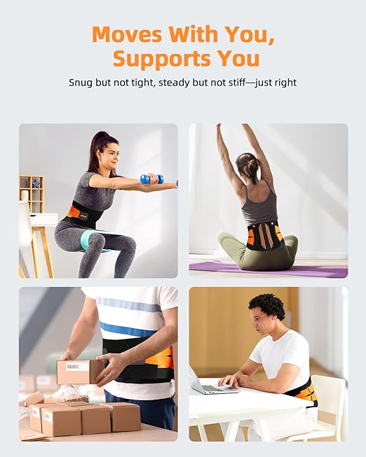 Back Brace for Lower Back Pain Women and Men with 3D Support Plate: Adjustable Lumbar Support Belt with 4 Stays & Support Straps & Ultra-thin Mesh for Under Clothes Sciatica, Scoliosis, Herniated Disc