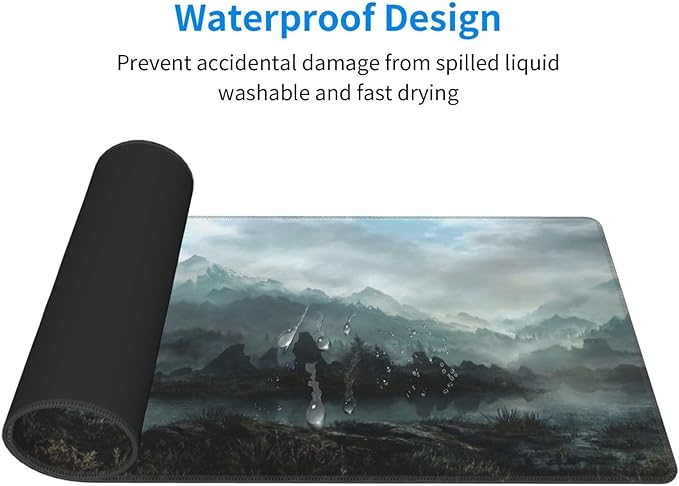 Generic Mouse Pad Non-Slip Rubber Base Mouse Pad Waterproof Desk Writing Mat for Office Home 12x31.5in, Black2