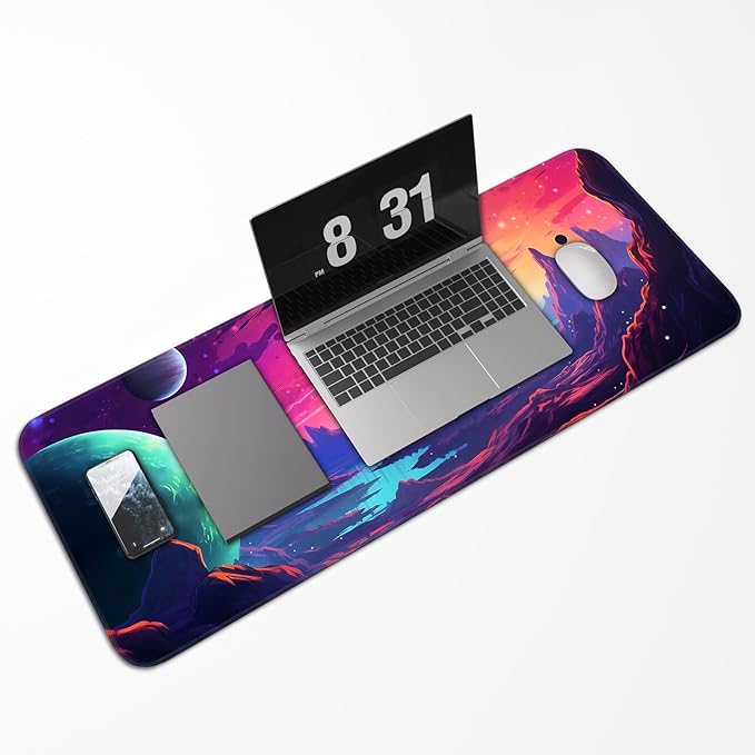 Gaming Mouse Pad, Non-Slip Rubber Base, Stitched Edges, 31.5x11.8 Inch Large Mouse Pad for Desk, Computer, Laptop, Office, (Planet Universe)