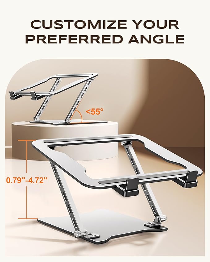 RIWUCT 2026 Ultra-Slim Portable Laptop Stand for Desk, Height Adjustable & Dual-Bar Support Laptop Riser Holder, Ventilated Computer Stand, Compatible with MacBook/Dell/HP(10-15.6"), Gifts for Men/Dad