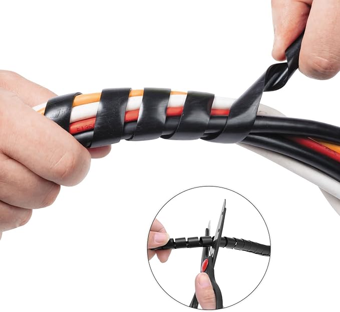 Spiral Cable Wrap - 45 Ft 1/4" Spiral Wire Wrap Cord Covers Bundle Sleeve Hose for Computer Electrical Wire Organizer (1/4 Inch-45Ft)