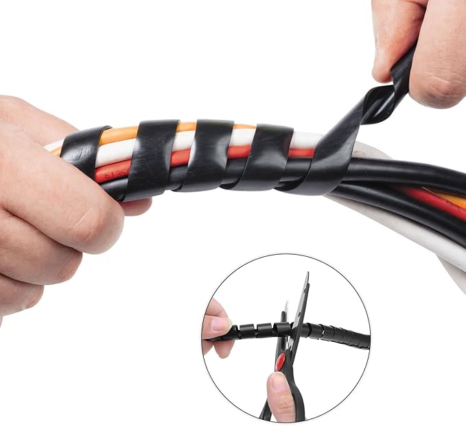 Spiral Cable Wrap - 20 Ft 1/2" Spiral Wire Wrap Cord Covers Bundle Sleeve Hose for Computer Electrical Wire Organizer (1/2 Inch-20Ft)