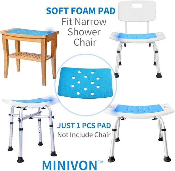 Non Slip Mat for Shower Stool, Shower Chair Pad with Adhesive Backing, Waterproof Quick Dry Cushion Anti Skid Uneven Patterns, Cover Shower Bench, Bath Chair, Bathroom Bathtub Shower Seating Mat