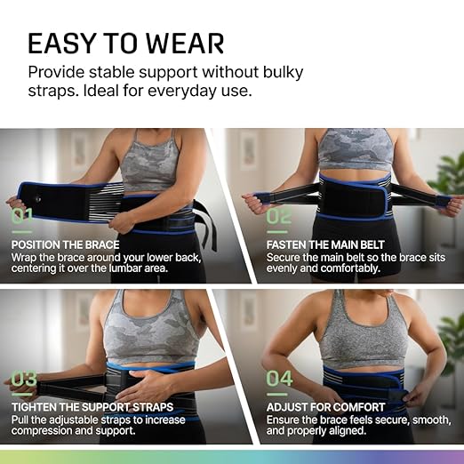 Modvel Back Brace for Lower Back Pain Women and Men – Lumbar Support Belt for Sciatica, Herniated Disc, Muscle Strain – Adjustable Breathable Work Brace with 6 Stays – Support for Posture – Size L
