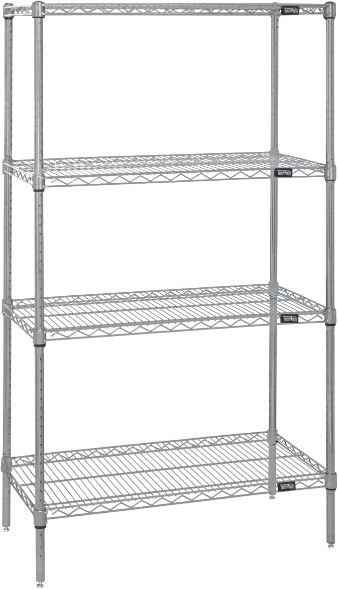 Quantum Storage Systems WR86-1472S Starter Kit Wire Shelves Stainless Steel 4 Shelves 86" H x 72" W x 14" D