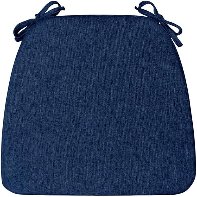 Chair Cushions Set of 1, D-Shaped Seat Cushion for Chair, Non Slip Chair Pads with Ties, 17" x 16" x 2", 40D Foam, Removable Washable Cover, Seat Cushions for Kitchen Chairs, Dark Blue