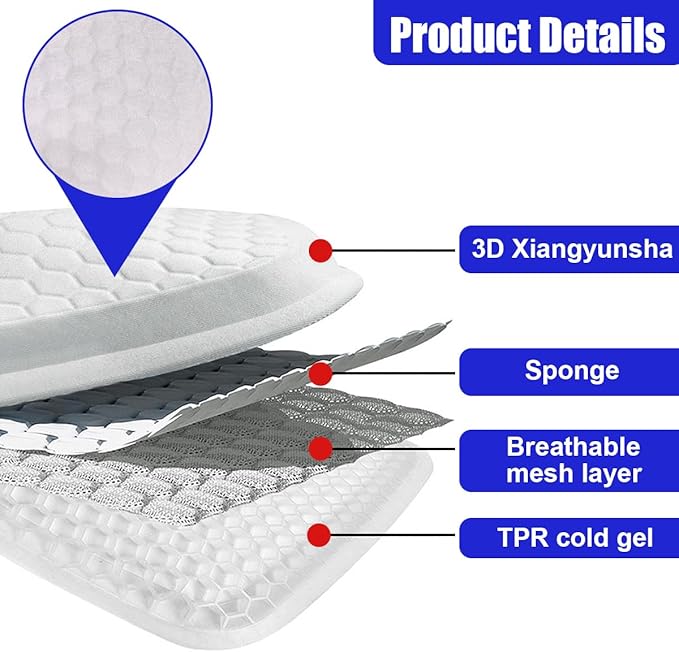 Gel Car Seat Cushion, Non-Slip & Breathable Automotive Chair Protector Pad, Comfortable Cooling Car Interior Seat Mat Accessories Universal for Sedans, SUV, Truck (Grey)