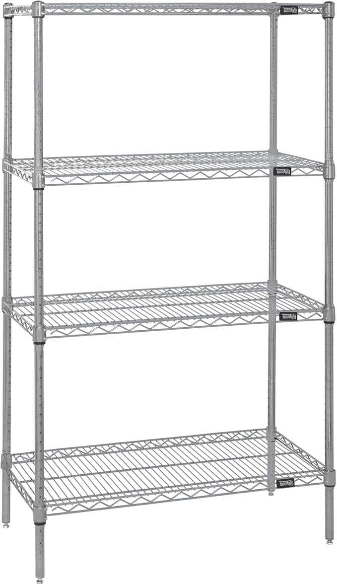Quantum Storage Systems WR74-1860S Starter Kit Wire Shelves Stainless Steel 4 Shelves 74" H x 60" W x 18" D