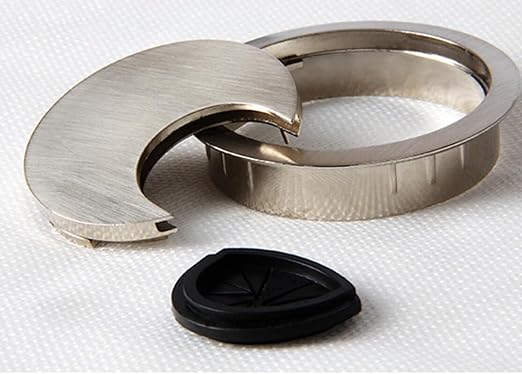 3Psc Desk Grommet,Cable Cord Hole Cover for Home and Office,Metal Zinc Alloy Materilal 50mm (Brushed Silver, 2 Inchs)
