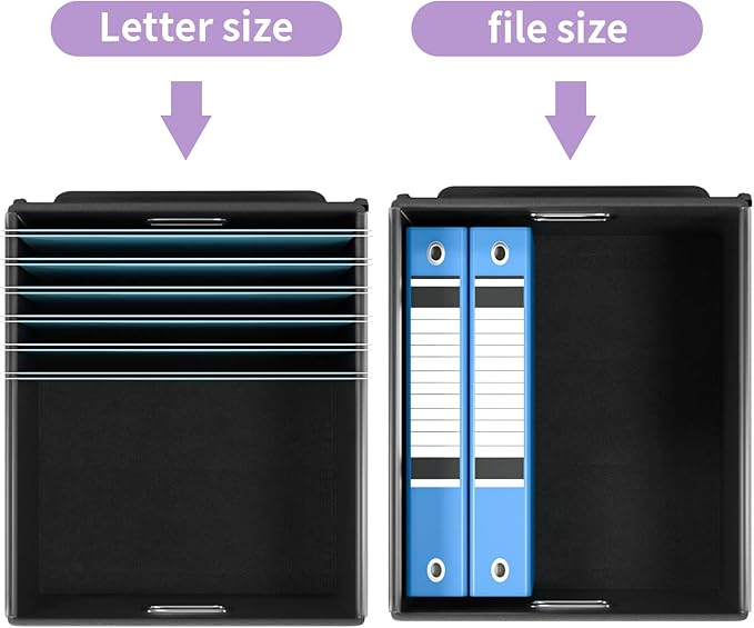 File Organizer Box with Lid, Collapsible File Folder Organizer for Office Document Storage, Filing Box with Plastic Slide for Letter Size Hanging File Folders(1 Pack, Lavender)