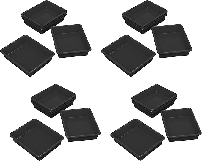 Storex Letter Size Flat Storage Tray – Organizer Bin for Classroom, Office and Home, Black, 20-Pack (62516A05C)