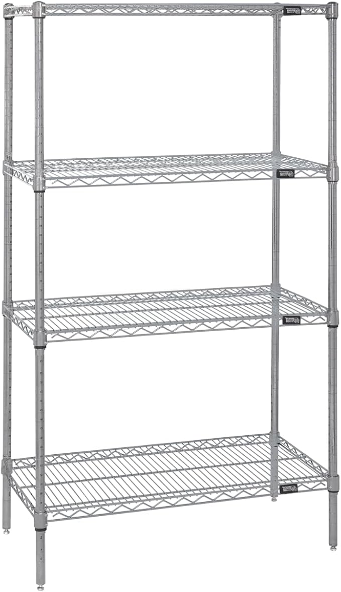 Quantum Storage Systems WR54-2424S Starter Kit Wire Shelves Stainless Steel 4 Shelves 54" H x 24" W x 24" D
