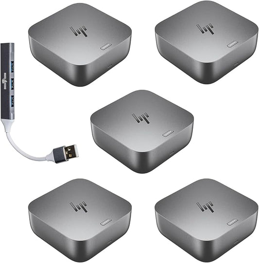 HP 100W G6 Thunderbolt 4 Dock Port Replicator Bundle with DKZ Hub 9X472UT#ABA (Universal Thunderbolt/USB-C Docking Station, Data Transfers to Any Brand Laptop, Single Cable for Charging) 5 Pack