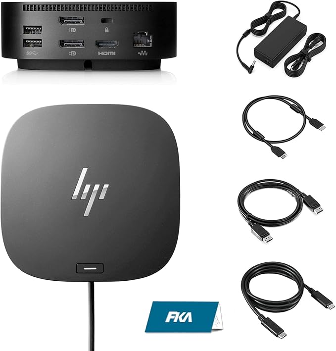 HP Docking Station for Laptop Dual Monitor,HP USB-C G5 Dock with 120W AC Adapter,Bundle with USB-C/HDMI/DP Cables (Renewed)