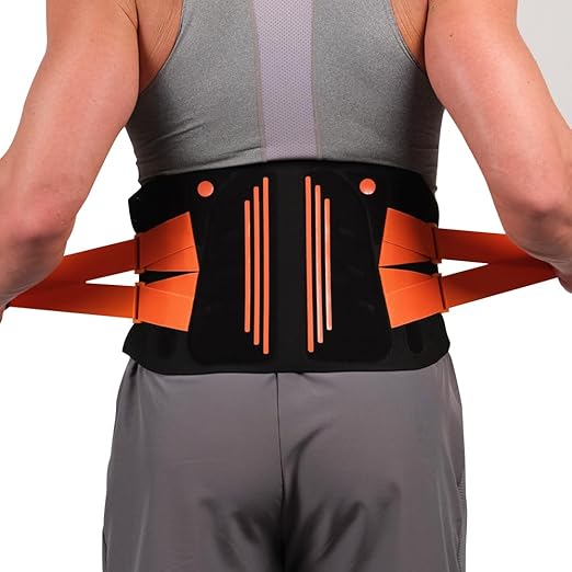 Breathable 4D Knit Back Brace for Lower Back Pain Relief, Lumbar Support - Adjustable Waist Belt with Memory Support Plates & Compression Straps, for Sports, Fitness, Office, Men & Women (Black, X-Large)