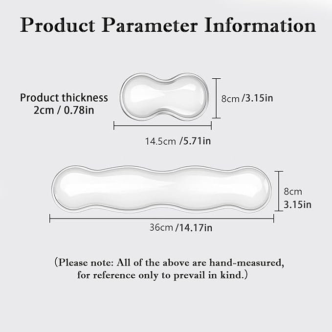 Update Gel Wrist Rest Pad for Keyboard & Mouse Set, Silicone Viscoelastic Wrist Support No Slip Pad for Pain Relief, Effortless Typing, Gaming, Computer, Laptop, Office