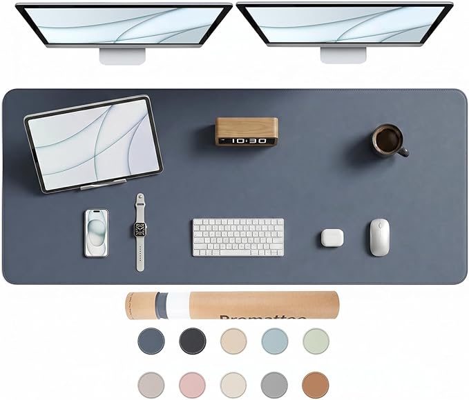 Large Desk Pad Non-Slip Desk Mat Protector for Keyboard Mouse Waterproof Vegan Leather Surface Faux Leather Laptop Mat Smooth Mouse Pad Premium Gift Tube Dusk Navy 55" x 23"