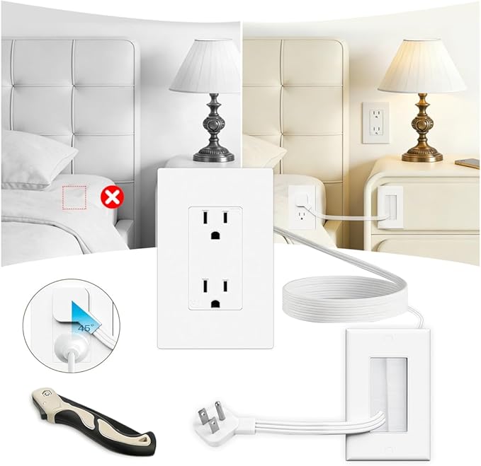 in Wall Cable Management Kit，TV Vord Hider，Outlet Relocation Kit for Relocating Unreachable Electrical Outlets，2 AC Outlets，9.8ft Cord – Easy