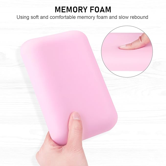 Leolee Elbow Rest Pads for Desk, Upgraded Gel Memory Foam Ergonomic Wrist Rest Pad Arm Rest Pads with Non-Slip Base, Cushion Support Relieve Elbow and Wrist Pain for Computer, Office, 2 Packs, Pink